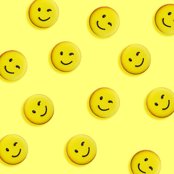 Biscuits décorés smiley fabriqués par Fabulous Biscuits