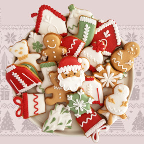 calendrier de l'avent composé de 25 biscuits glacés et décorés imaginé par Fabulous Biscuits.